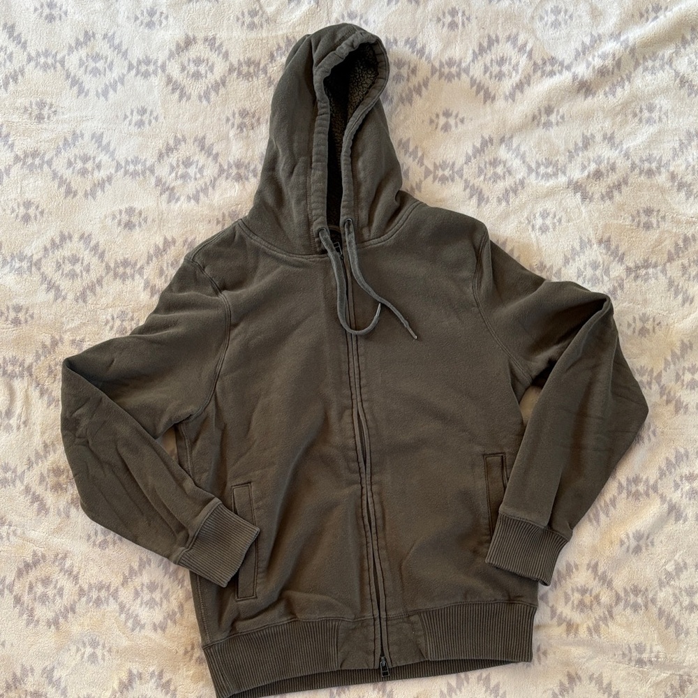 Goodfellow & Co | Men's Sherpa Dark Olive Zip-Up Sweater | Size M